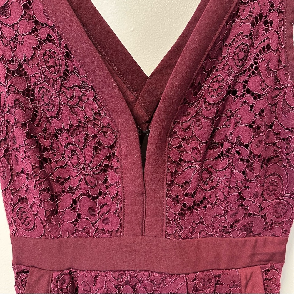 Free People Lovely in Lace Boho Western V Neck Pockets Sleeveless Burgandy Dress - Picture 9 of 15